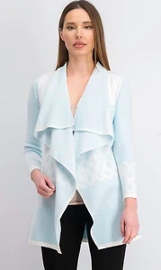 Evolution By Cyrus Chiana Graphic Open Drape Cardigan Size XL Blue **FLAWS** - Picture 1 of 18