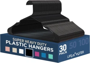 Plastic Clothes Hanger Set - 30 Pieces Versatile, Lightweight, Space-Saving, Non - Picture 1 of 12