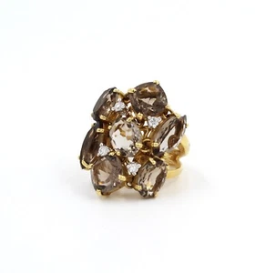 Ring aus 18 kt Gelbgold mit Rauchquarz und Diamanten. - Bild 1 von 6