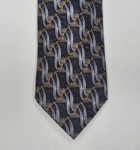 Ermenegildo Zegna Tie Black Gray Brown Disegno Esclusivo Silk Italy Neck Tie - Picture 1 of 9