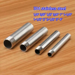 1/4" ~ 4" Stainless Steel 304 Pipe Fittings BSP Threaded Weld Nipple 100mm Long - Picture 1 of 9