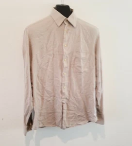Alfani Mens 16 34-35 Large Long Sleeve Button-Up Dress Shirt Silk Cotton Tan - Picture 1 of 6