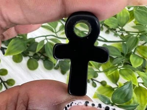 Obsidian ankh - standing obsidian ankh - 1.2" black obsidian ankh - natural - Picture 1 of 10
