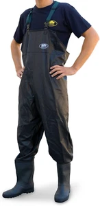 PVC Chest Wader Nero Unisex Adulti Tuta Da Lavoro Overalls 34/30 - Foto 1 di 12