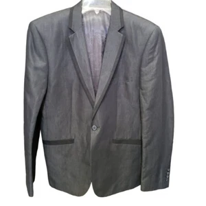 English Laundry Blazer Men's Size LG Gray Cotton Blend Contrasting Trim Jacket - Picture 1 of 7