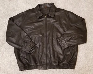 St Johns Bay klassische dunkelbraune Herren Lederjacke XXL gefüttert Reißverschlusstaschen vorne - Bild 1 von 17