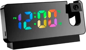 LED Projection Alarm Clock Color Display Temperature/Date Display Quiet Large Mi - Picture 1 of 12