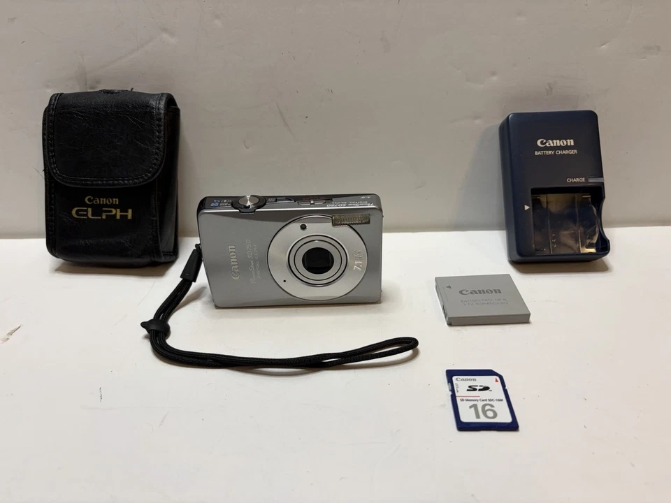 Canon PowerShot ELPH SD750-7.1 MP Digital Camera W/Batt, Charger, SD Card Tested - Image 1 of 4