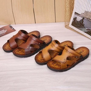 Herren Sport Geschlossene Zehe Sandalen Sommer Leder Schuhe Strand Fischer Flache Hausschuhe - Bild 1 von 14