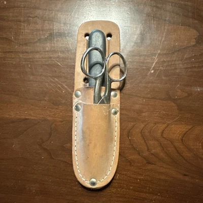 Klein Tools Leather Lineman 5187 Electrician Power 2 Pocket Belt 44200 Splicer - Image 1 of 4