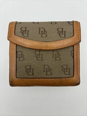 Dooney & Bourke Vintage Signature Logo Tan Canvas W/Brown Leather Trim Wallet - Image 1 of 4