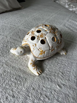 Vintage Tiffany ceramic turtle flower frog/incense holder - Image 1 of 4