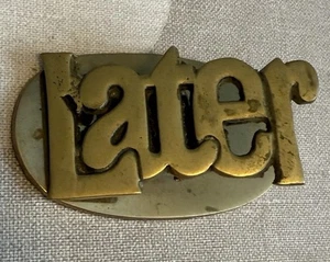 Vintage Brass Paperweight Clip "LATER" Andrea Sadak Desk Organizer Paper Weight - Picture 1 of 14