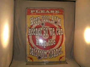 Metal Tin Wall Art Sign 17" x 12" Weatherproof - Please Keep Your Aim Keener So - Picture 1 of 3