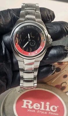 Реликвия от Fossil Big Tic серебряные часы 8 шар пылающий прокручивающийся циферблат zr55080 - Изображение 1 из 4