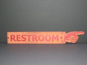 LARGE 24" RUSTIC WOODEN RESTROOM FINGER RIGHT POINTING SIGN MAN CAVE - Picture 1 of 1