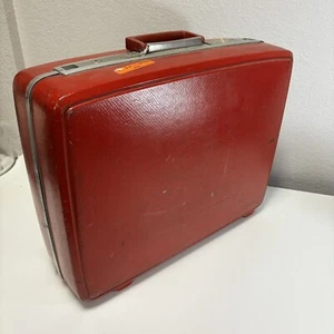 Vintage Samsonite Red Sentry Suitcase Size Large 20" X 16' X 7" No Key - Picture 1 of 10
