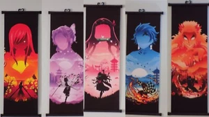 5 Japanese Anime Art Print Wall Hanging Scroll Decor Demon Slayer Lot - Picture 1 of 11