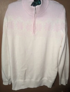 Izod Women's Pink And White Pullover With 1/4 Zip XL - Picture 1 of 3