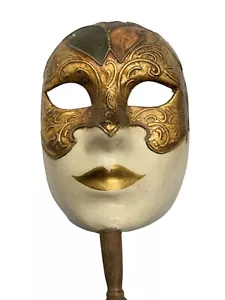 Mardi Gras Ca' Macana Atelier Venetian Stick Face Mask Hand Made In Italy - Picture 1 of 12
