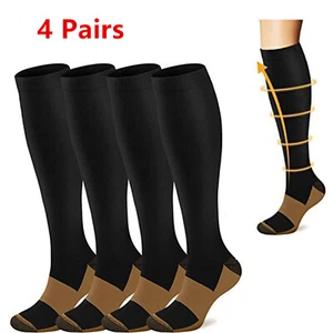 4Pair Compression Socks for Women & Men Circulation Support for Athletic Running - Picture 1 of 9