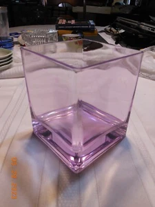UNIQUE LAVENDAR Square Glass Vase Clear Flower Decorative Centerpiece 4" x  4" - Picture 1 of 5