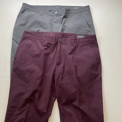 Lot 2 Bonobos 40x32 Red Gray Athletic Tapered Washed Chino Mens Pants - Image 1 of 4