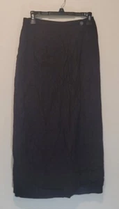 Carole Little Womens Skirt 8 Linen Rayon Long Aline Modesty Wrap Black 1012 - Picture 1 of 7