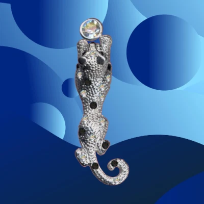 Panther Exklusiver Panter Anhänger Echt 925 Sterling Silber Zirkonia Kristalle - Bild 1 von 4