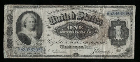 SC 1886 $1 Martha Washington Fr.219 Large Spiked Brown Seal (393) Cover