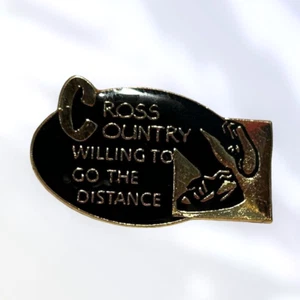 Vintage Black Cross Country Pin WILLING TO GO THE DISTANCE Shoes Track Running - Picture 1 of 4