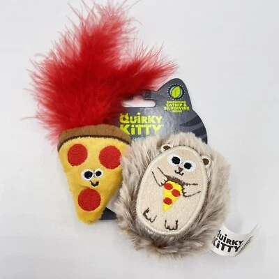 COSMIC PETS Quirky Kitty Hedge Hog & Pizza All Natural Catnip Cat Toys Pet Toy New