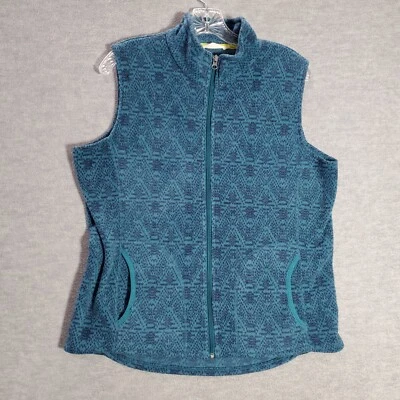 Chaqueta Woolrich Mujer Grande Azul Azteca Chaleco Cremallera Completa Bolsillos Cuello Simulado Foto 1 de 4