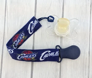 Cavaliers Pacifier Clip Holder Baby Shower Gift Basketball Stocking Stuffer - Picture 1 of 2