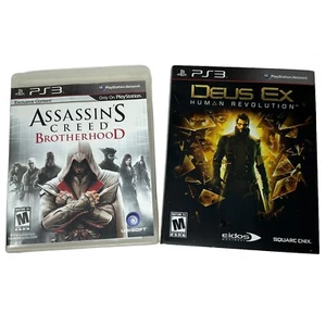 Lot of 2 PS3 Video Games Deus Ex Human Revolution & Assassins Creed Brotherhood - Picture 1 of 9