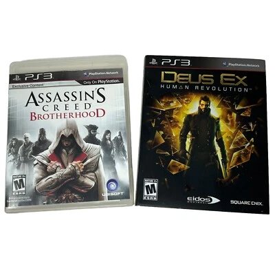 Lot of 2 PS3 Video Games Deus Ex Human Revolution & Assassins Creed Brotherhood - Image 1 of 4