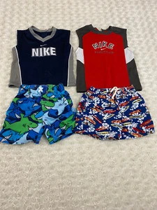 Nike 2 Boys Tops Slivelles Crew Neck & 2 Suiming Trunks 18Monnts Multi 2 Sets - Picture 1 of 6