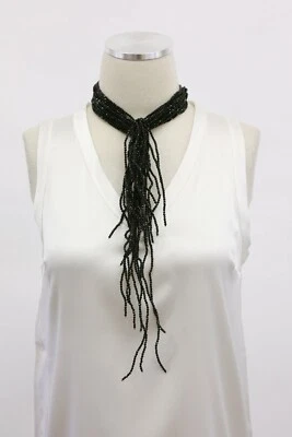Gargantilha Lariat com miçangas brilhantes Brunello Cucinelli nova com etiquetas US$ 3095 prata esterlina A181 - Imagem 1 de 4