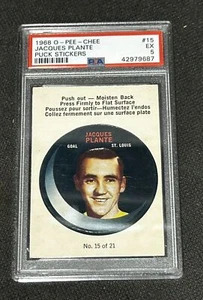 1968 O-PEE-CHEE Jacques Plante Puck Stickers #15 PSA EX 5 42979687 Hockey Card - Picture 1 of 2