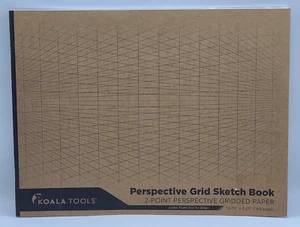 Koala Tools 60 Page Sketch book for 2-Point Perspective Grid Drawing 10.75x8.25" - Picture 1 of 3