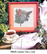 RUBY-THROATED HUMMINGBIRD CROSS STITCH PATTERN ONLY  -  YD  QUP