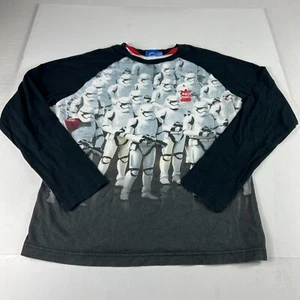 Star Wars Adidas Storm Trooper Shirt Youth Large Black Raglan Long Sleeve Tee - Picture 1 of 15