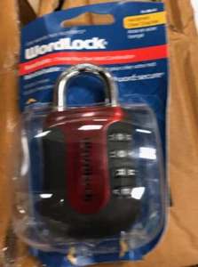Wordlock PL-096-A1 Rücksetzbar 4 Zifferblätter Zahlenschloss Sportschloss Vorhängeschloss ROT - Bild 1 von 3