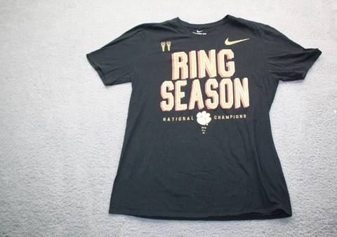 Clemson Tigers Shirt Adult Medium Black Gold Logo Ring Season 2018 Football Mens Cover