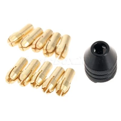 0.5mm-3.2mm Brass Collet Chuck 4.3mm Shank & M7 Keyless Drills Chuck Rotary Tool - Image 1 of 4
