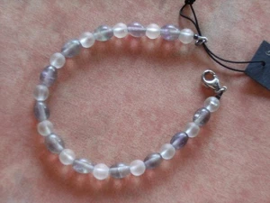 Armband aus Fluorit und Bergkristall 925 Silber 20cm, Armkette - Bild 1 von 3