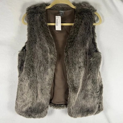 NWT Eddie Bauer Outlet Faux Fur Women's Small (S) Vest, Hook & Eye Closure, Cozy - Image 1 of 4
