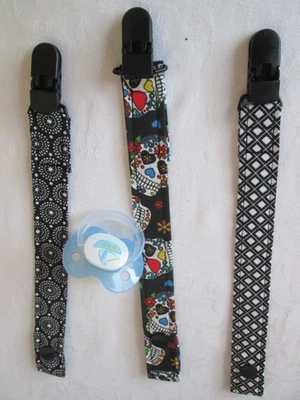 Baby Schnullerband mit Clip (ohne Schnuller) 3 Stück; reine Handarbeit; NEU - Bild 1 von 4