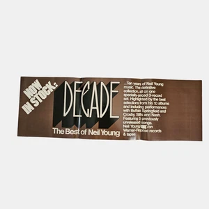 Neil Young Decade VTG 1977 Promo Poster 11x34 Warner Bros. Folk Rock Ad Advert - Picture 1 of 4