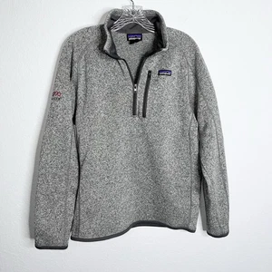 Patagonia Better Sweater Men’s Medium Fleece Grey 1/4 Zip Jacket Company Logo - Picture 1 of 9